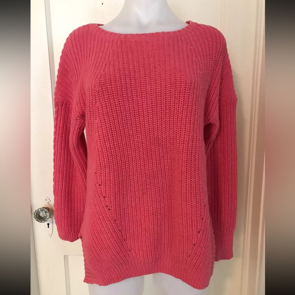 Womens Vineyard Vines Gorgeous Pink Unique Ribbed Asymmetric Design Sweater S/M